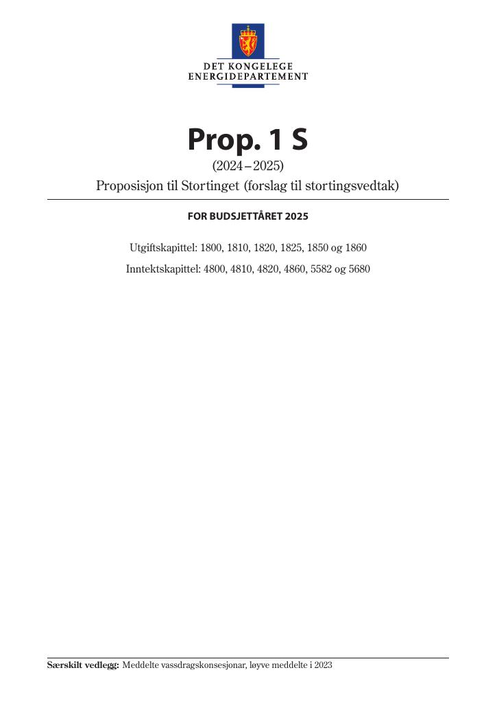 Forsiden av dokumentet Prop. 1 S (2024–2025)