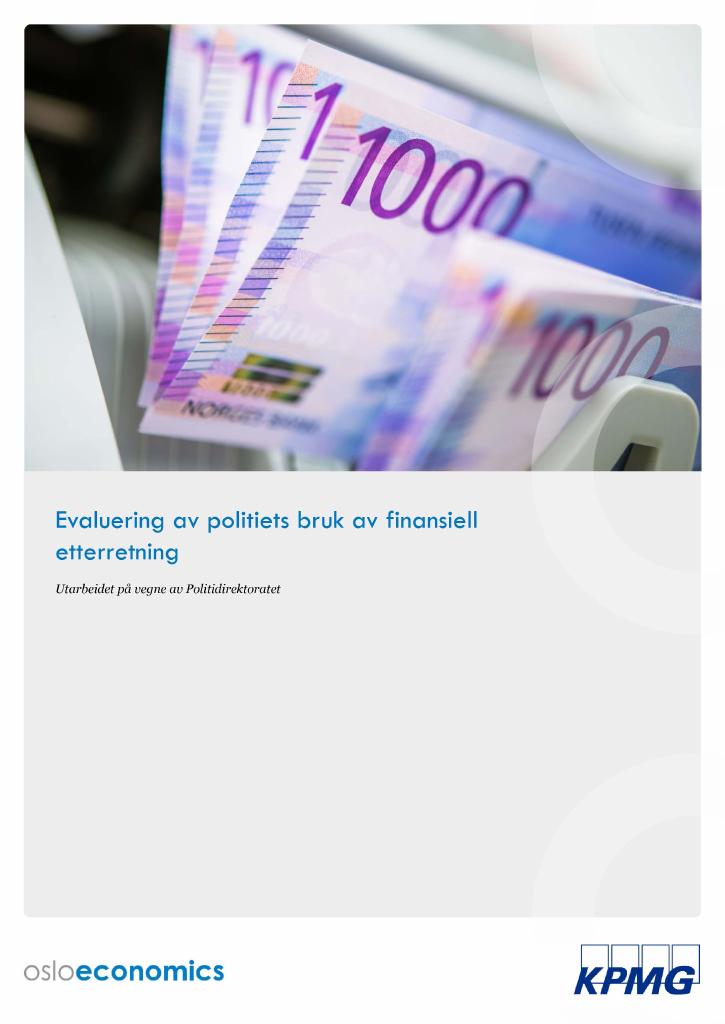 Forsiden av dokumentet Evaluering av politiets bruk av finansiell etterretning