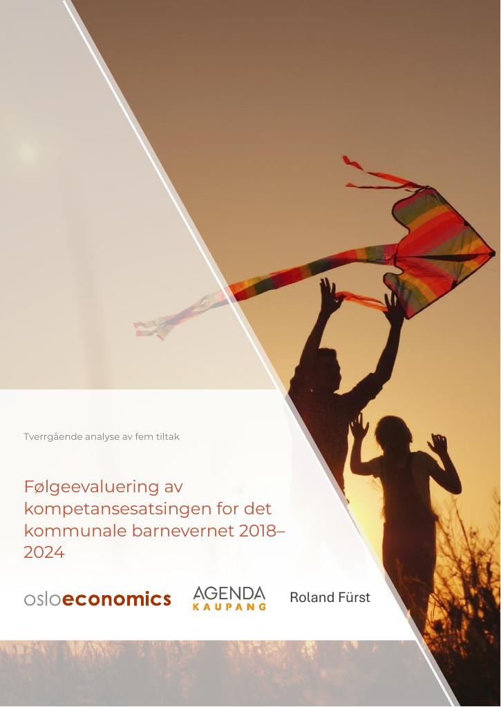 Forsiden av dokumentet Følgeevaluering av kompetansesatsingen for det kommunale barnevernet
2018–2024 (5. og siste rapport)