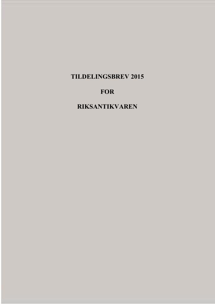 Forsiden av dokumentet Tildelingsbrev