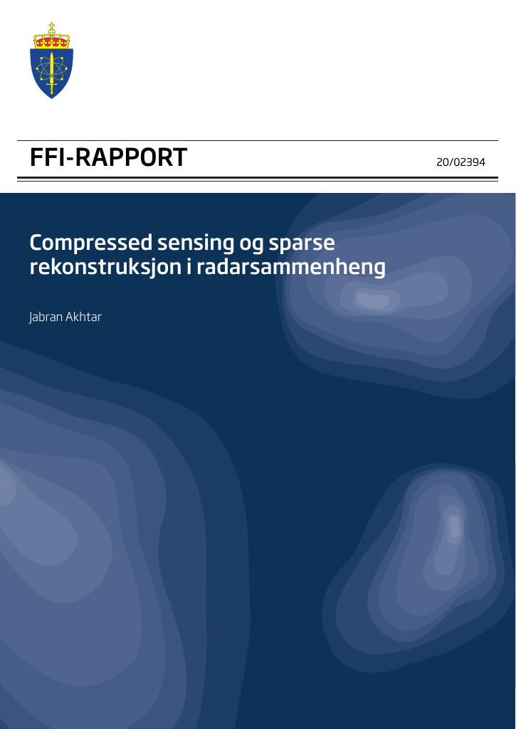 Forsiden av dokumentet Compressed sensing og sparse rekonstruksjon i radarsammenheng