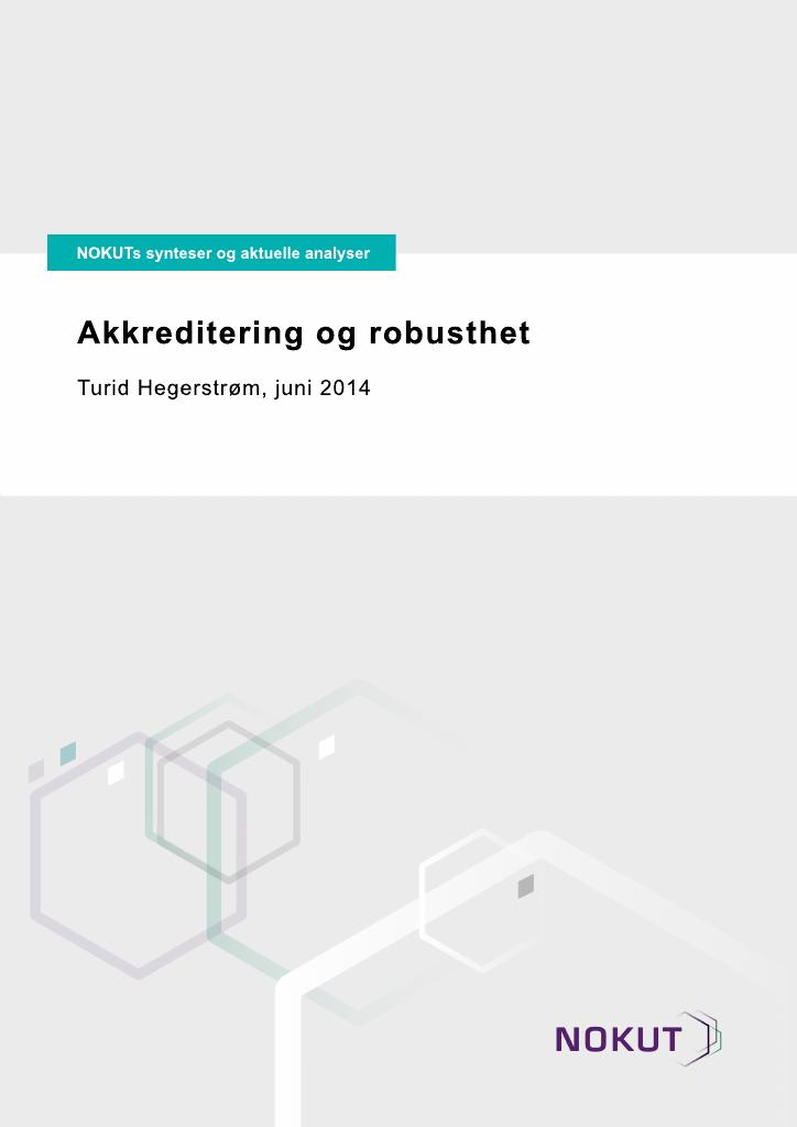 Forsiden av dokumentet Akkreditering og robusthet