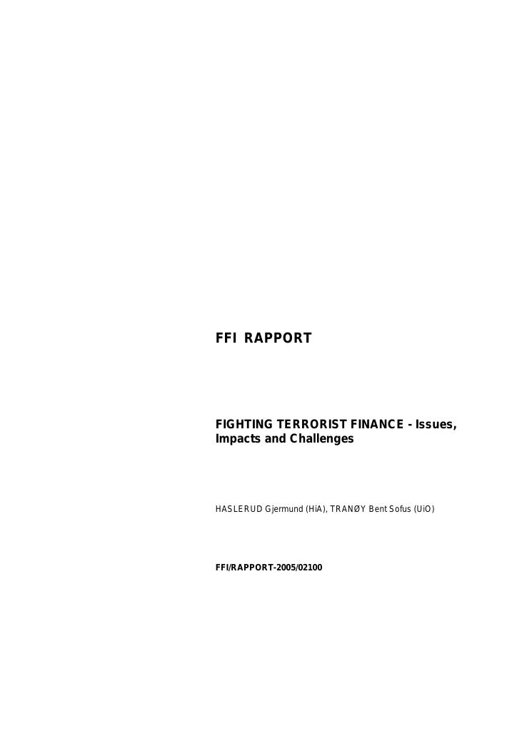 Forsiden av dokumentet Fighting terrorist finance : issues, impacts and challenges