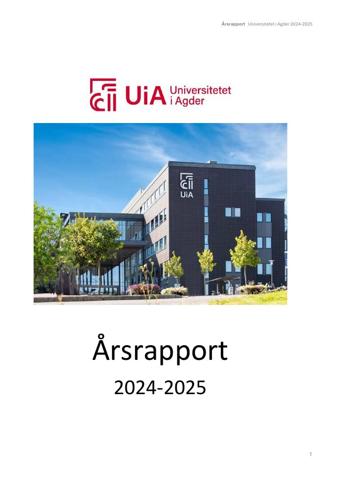 Forsiden av dokumentet Årsrapport Universitetet i Agder 2024