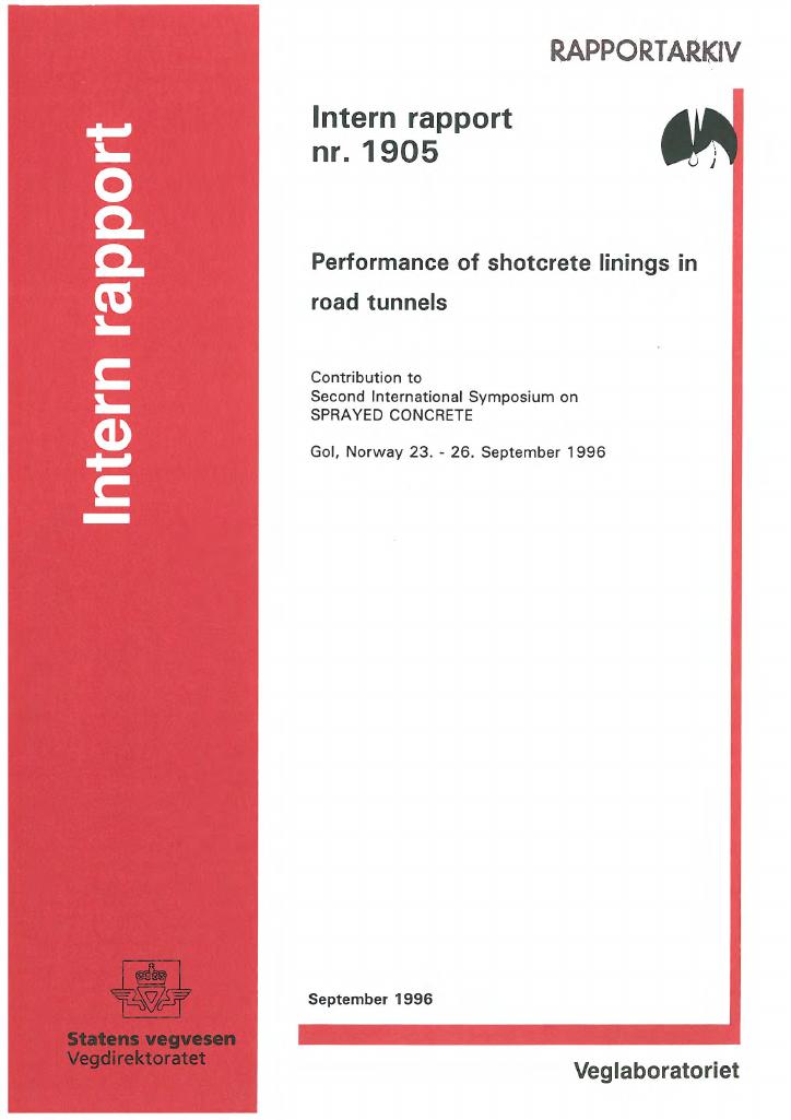 Forsiden av dokumentet Performance of shotcrete linings in road tunnels