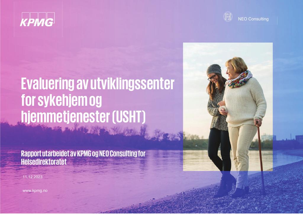 Forsiden av dokumentet Evaluering av utviklingssenter for sykehjem og hjemmetjenester (USHT)