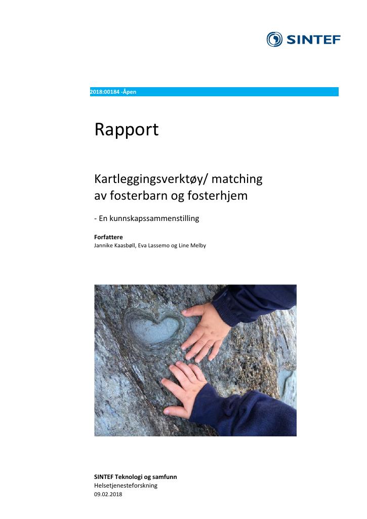 Forsiden av dokumentet Kartleggingsverktøy/ matching av fosterbarn og fosterhjem