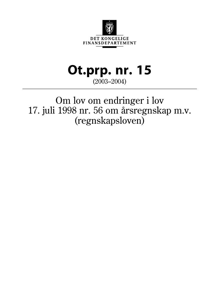 Forsiden av dokumentet Ot.prp. nr. 15 (2003-2004)