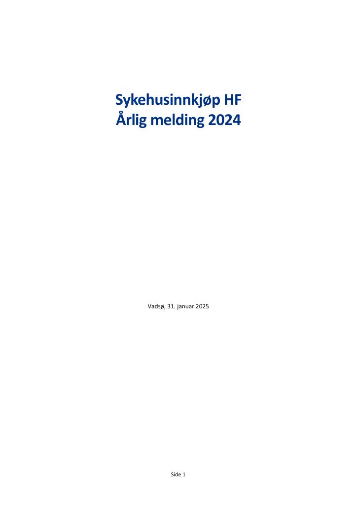 Forsiden av dokumentet Sykehusinnkjøp HF Årlig melding 2024