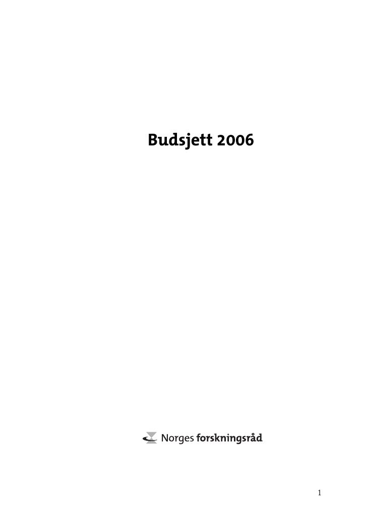 Forsiden av dokumentet Budsjett 2006 - Forskningsrådet