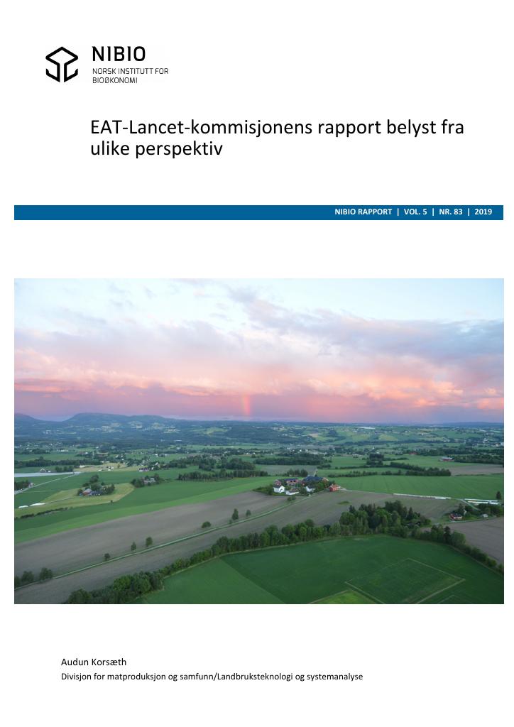 Forsiden av dokumentet EAT-Lancet-kommisjonens rapport belyst fra ulike perspektiv