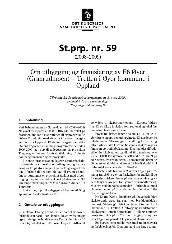 Forsiden av dokumentet St.prp. nr. 59 (2008-2009)