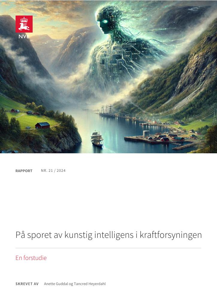 Forsiden av dokumentet På sporet av kunstig intelligens i kraftforsyningen. En forstudie