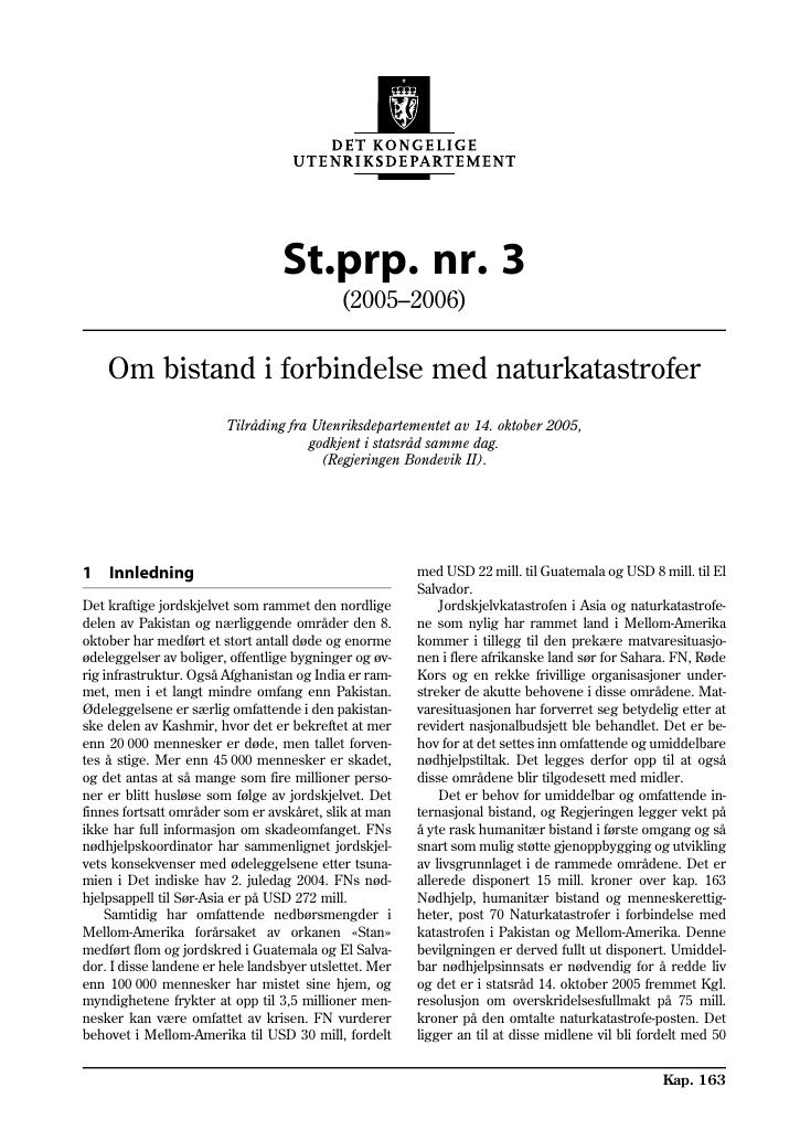 Forsiden av dokumentet St.prp. nr. 3 (2005-2006)
