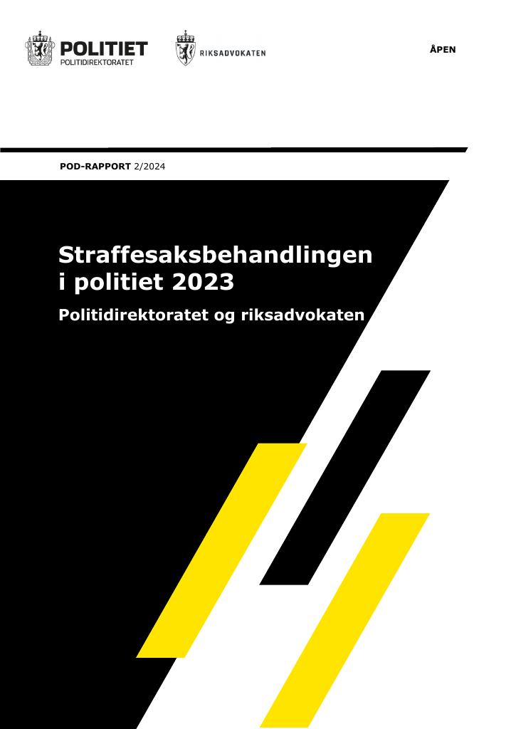 Forsiden av dokumentet POD-rapport 2/2024: Politiets straffesaksbehandling 2023