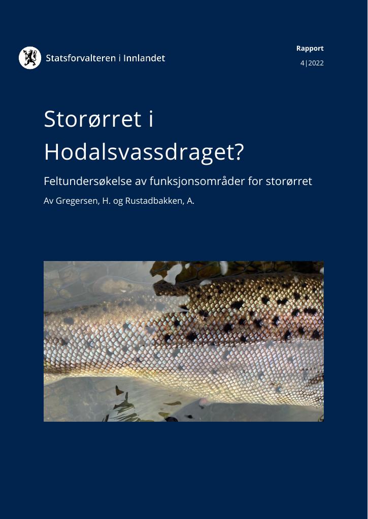 Forsiden av dokumentet Storørret i Hodalsvassdraget : feltundersøkelse av funksjonsområder for storørret