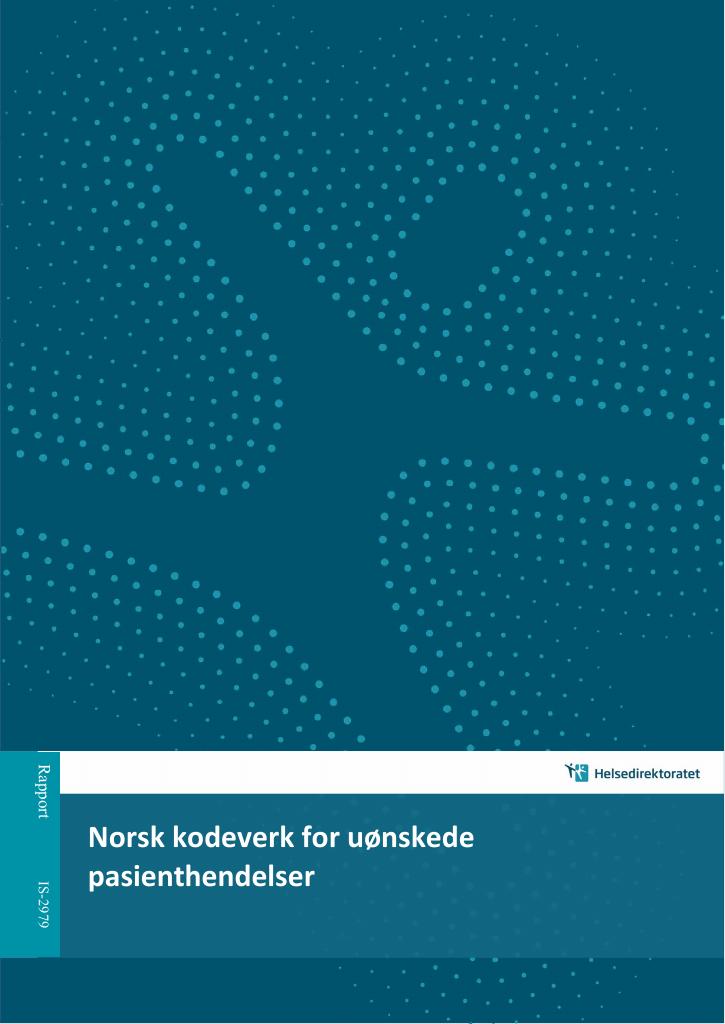 Forsiden av dokumentet Norsk kodeverk for uønskede pasienthendelser