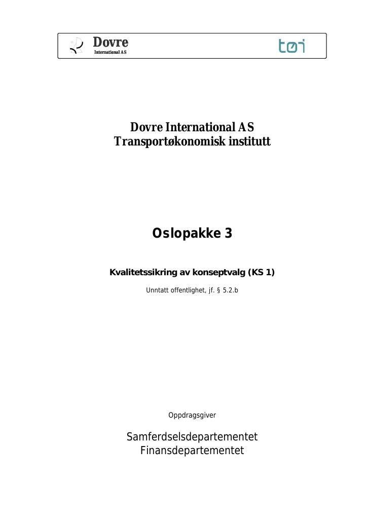 Forsiden av dokumentet Oslopakke 3