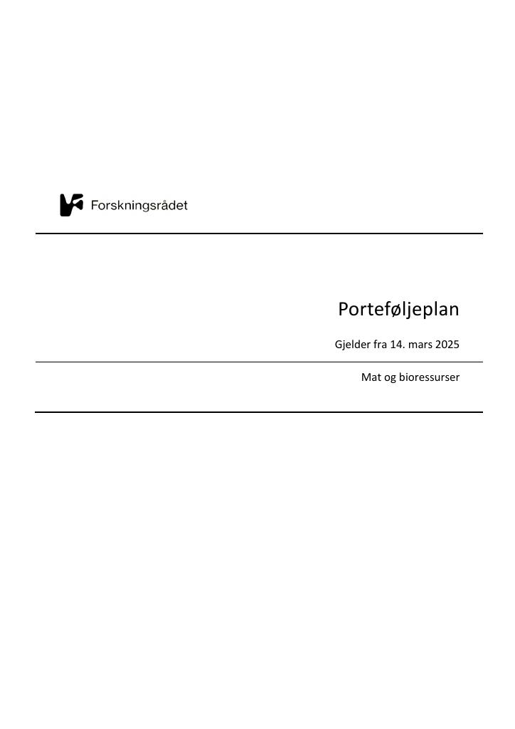 Forsiden av dokumentet Porteføljeplan