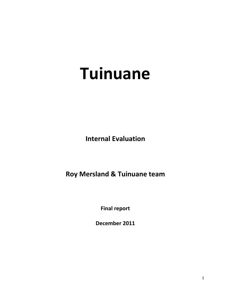 Forsiden av dokumentet Tuinuane: Internal Evaluation