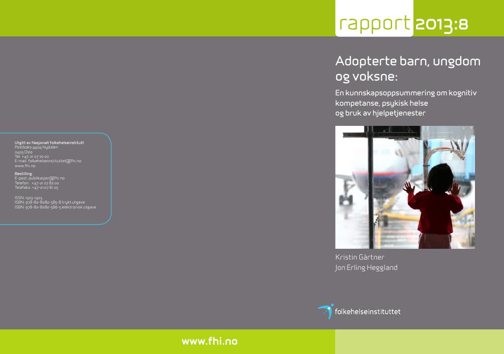 Forsiden av dokumentet Adopterte barn, ungdom og voksne