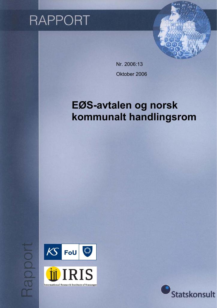 Forsiden av dokumentet EØS-avtalen og norsk kommunalt handlingsrom