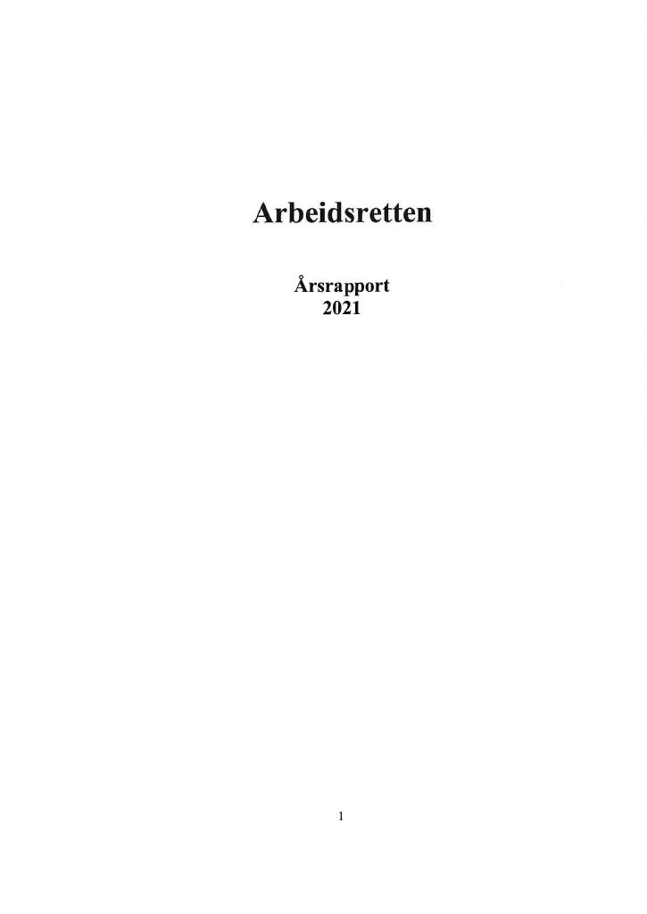 Forsiden av dokumentet Årsrapport Arbeidsretten 2021