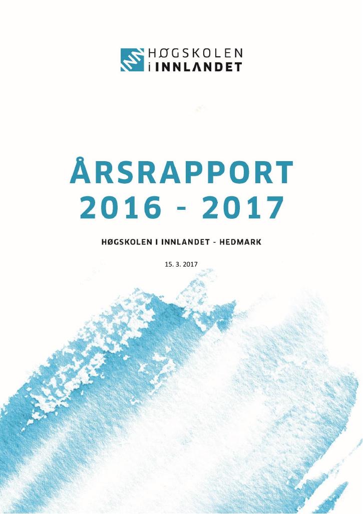 Forsiden av dokumentet Årsrapport Høgskolen i Hedmark 2016