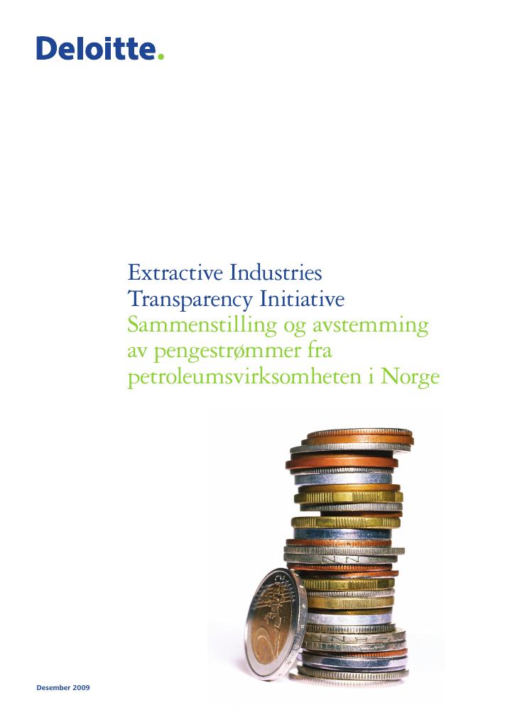 Forsiden av dokumentet Sammenstilling og avstemming av pengestrømmer fra petroleumsvirksomheten i Norge