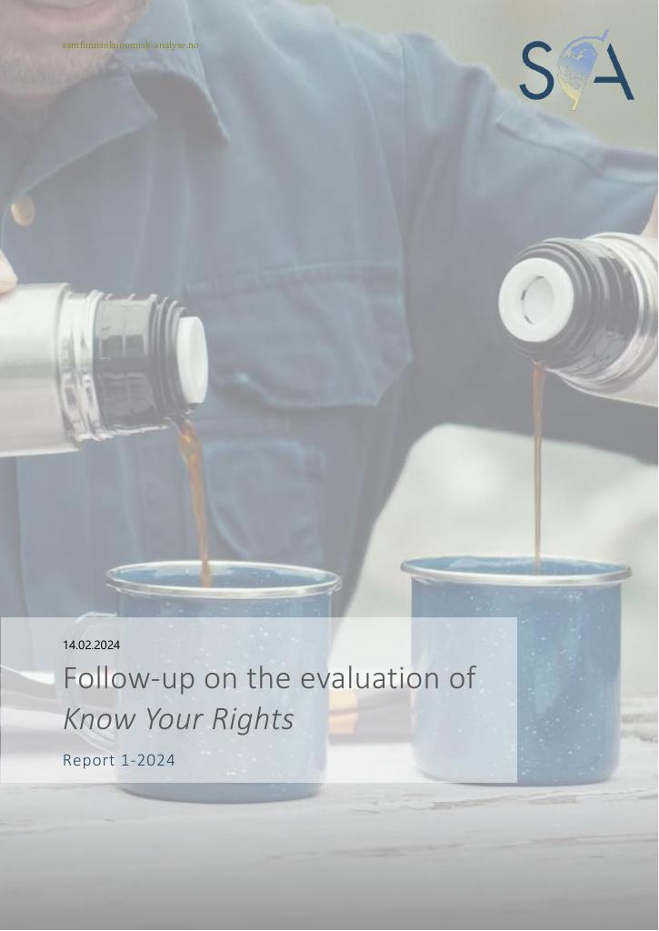 Forsiden av dokumentet Follow-up on the evaluation of Know Your Rights