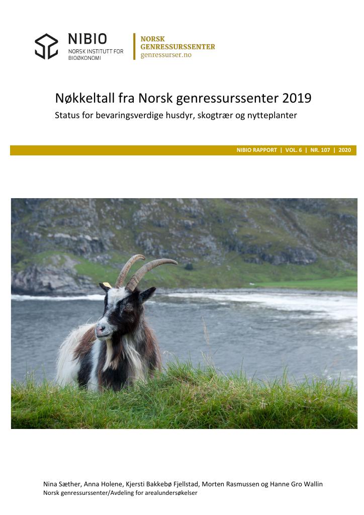 Forsiden av dokumentet Nøkkeltall fra Norsk genressurssenter 2019
