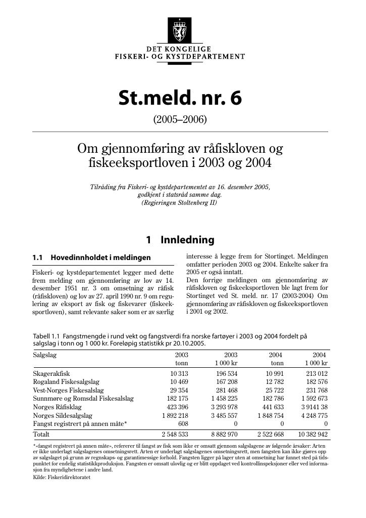 Forsiden av dokumentet St.meld. nr. 6 (2005-2006)