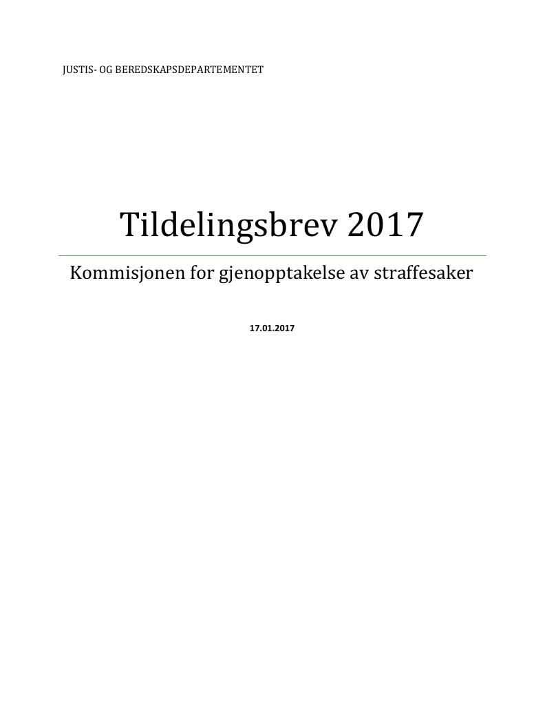 Forsiden av dokumentet Tildelingsbrev (PDF)