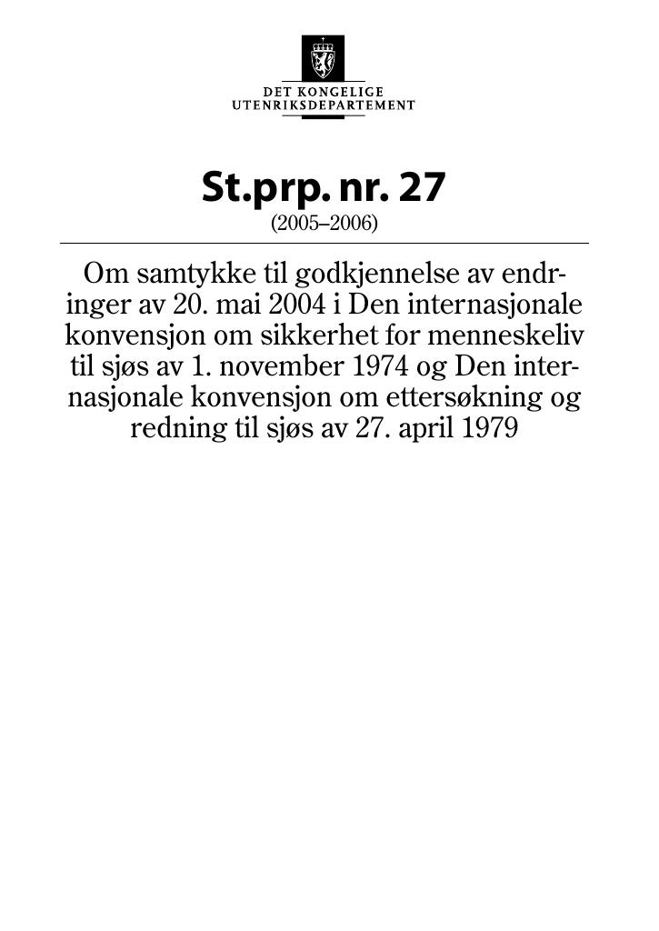 Forsiden av dokumentet St.prp. nr. 27 (2005-2006)