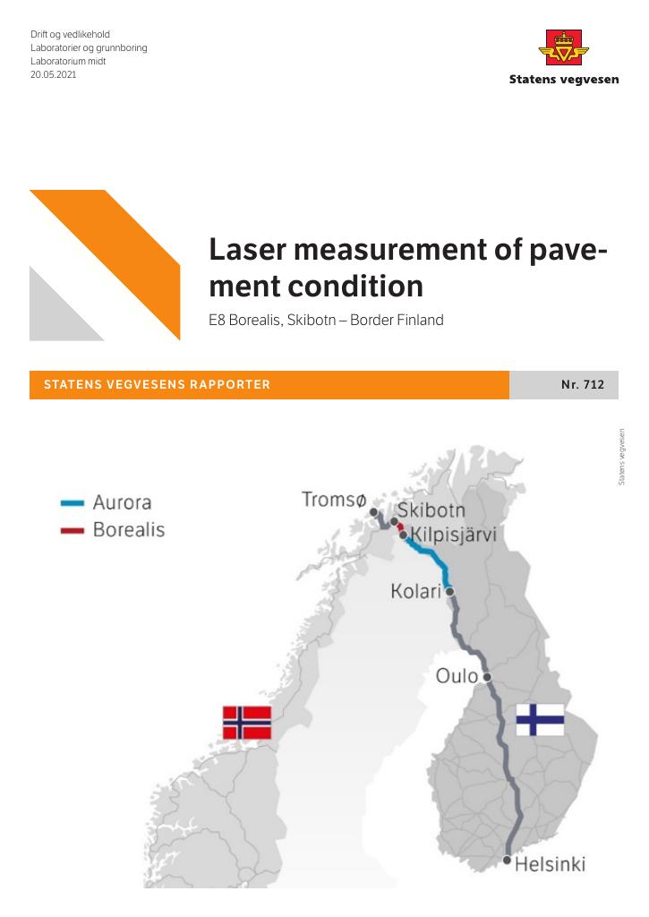 Forsiden av dokumentet Laser measurement of pavement condition  on E8 Borealis