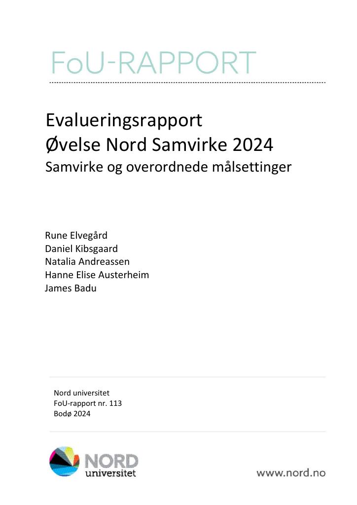 Forsiden av dokumentet Øvelse Nord Samvirke 2024