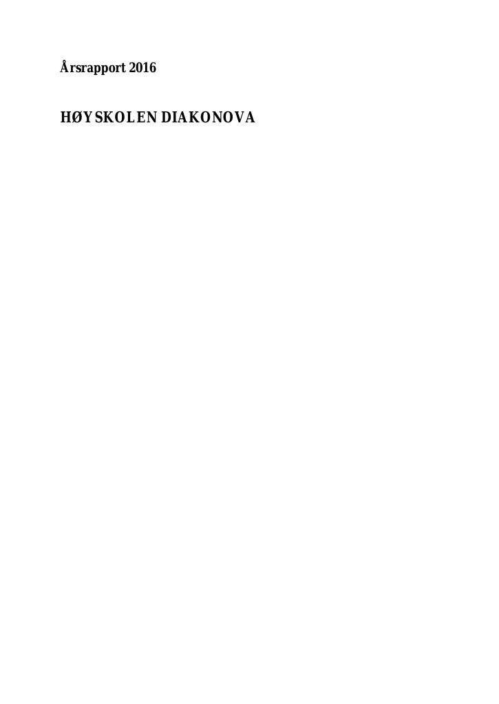 Forsiden av dokumentet Årsrapport Høyskolen Diakonova 2016