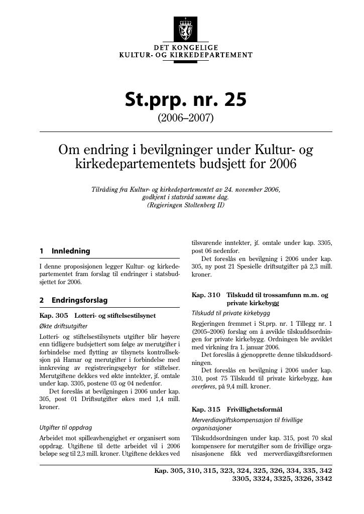 Forsiden av dokumentet St.prp. nr. 25 (2006-2007)