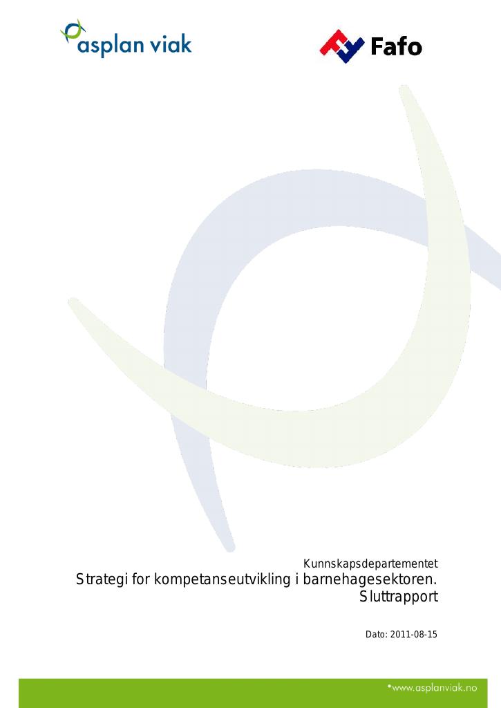 Forsiden av dokumentet Strategi for kompetanseutvikling i barnehagesektoren - rapporter fra kartleggingen