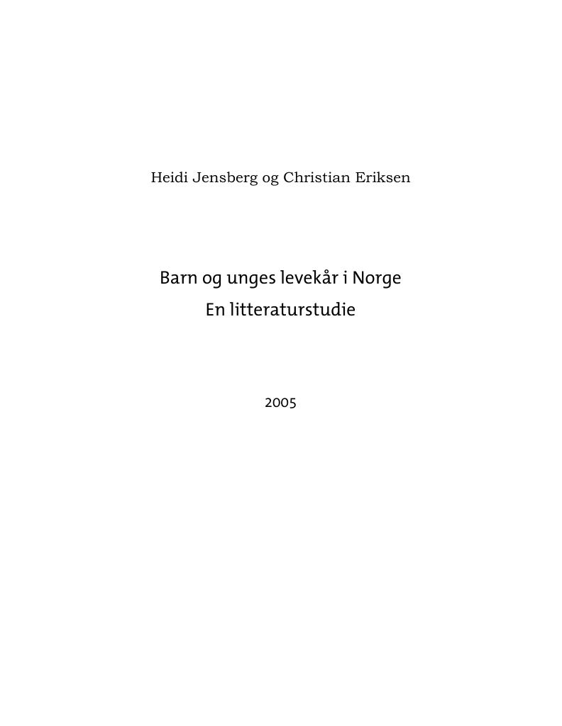 Forsiden av dokumentet Barn og unges levekår i Norge