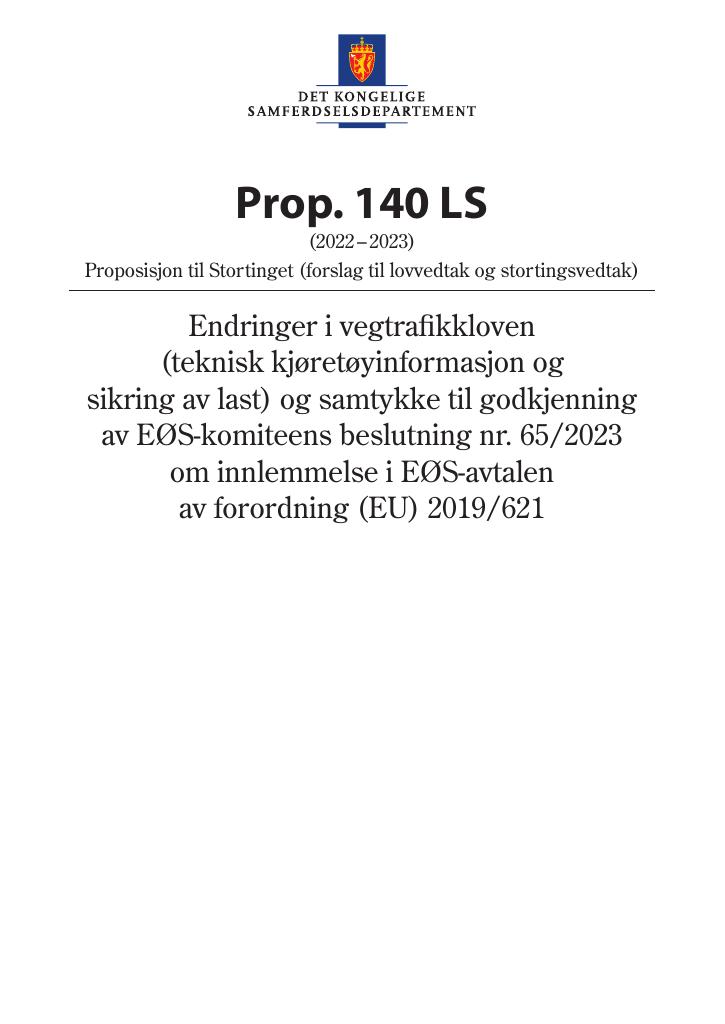 Forsiden av dokumentet Prop. 140 LS (2022–2023)