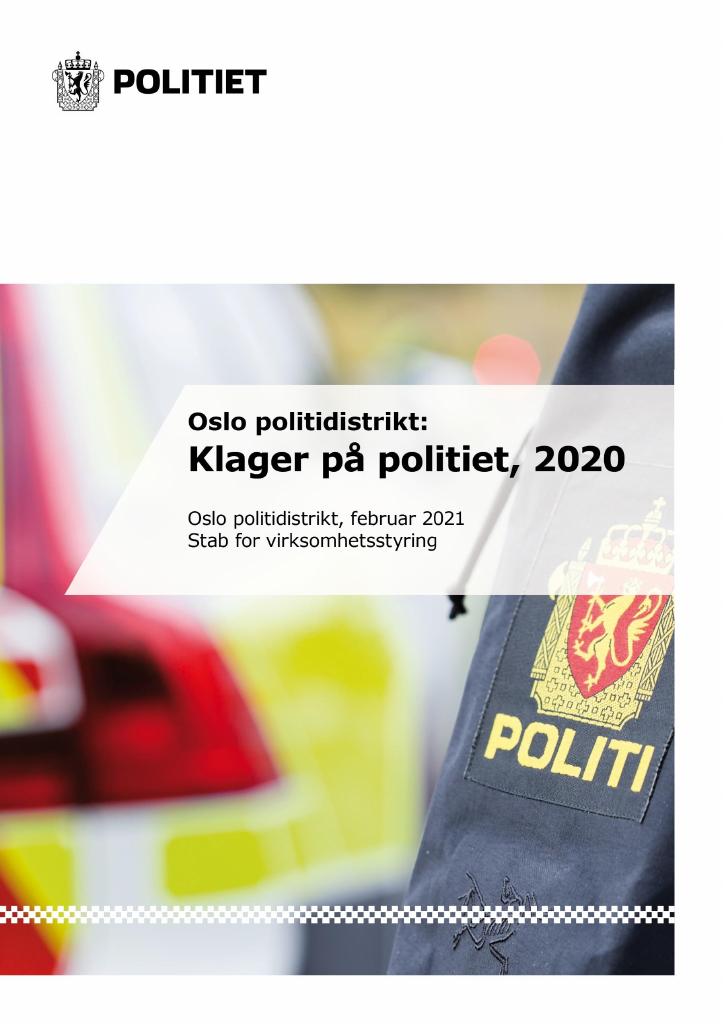 Forsiden av dokumentet Klagesaker Oslo politidistrikt 2020