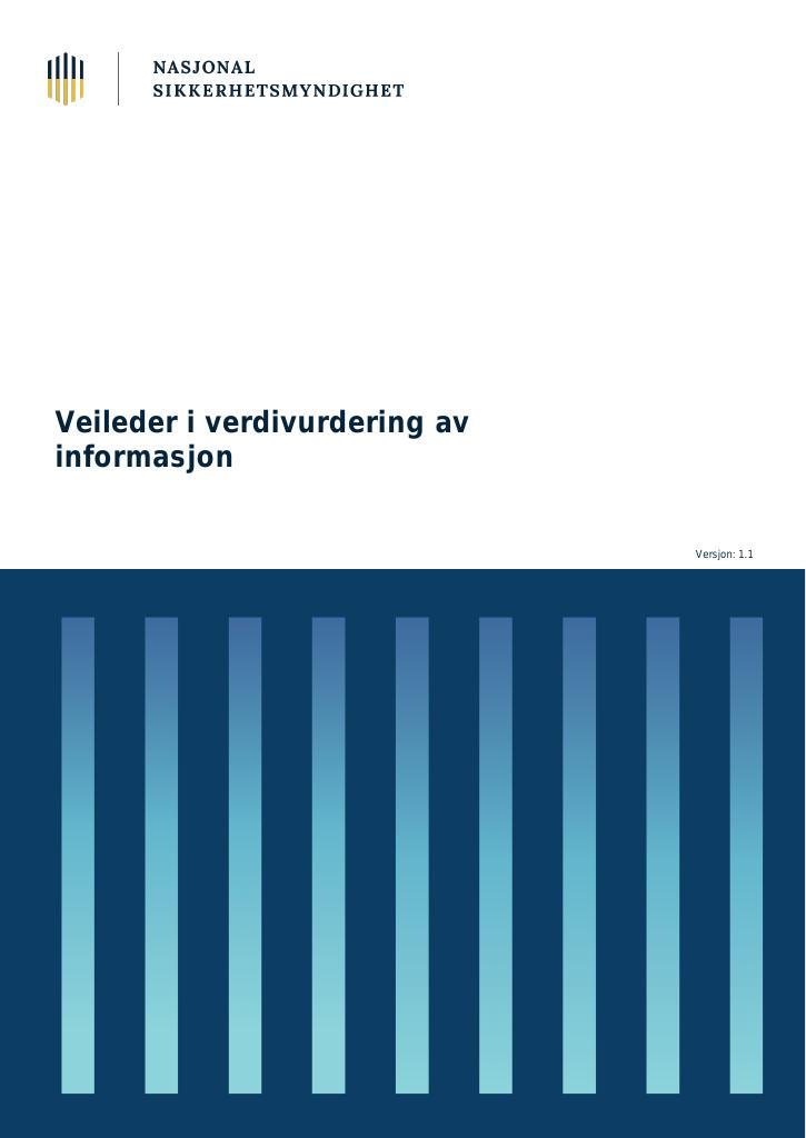 Forsiden av dokumentet Veileder i verdivurdering av informasjon