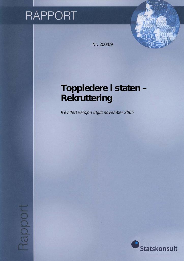 Forsiden av dokumentet REV Toppledere i staten Rekruttering