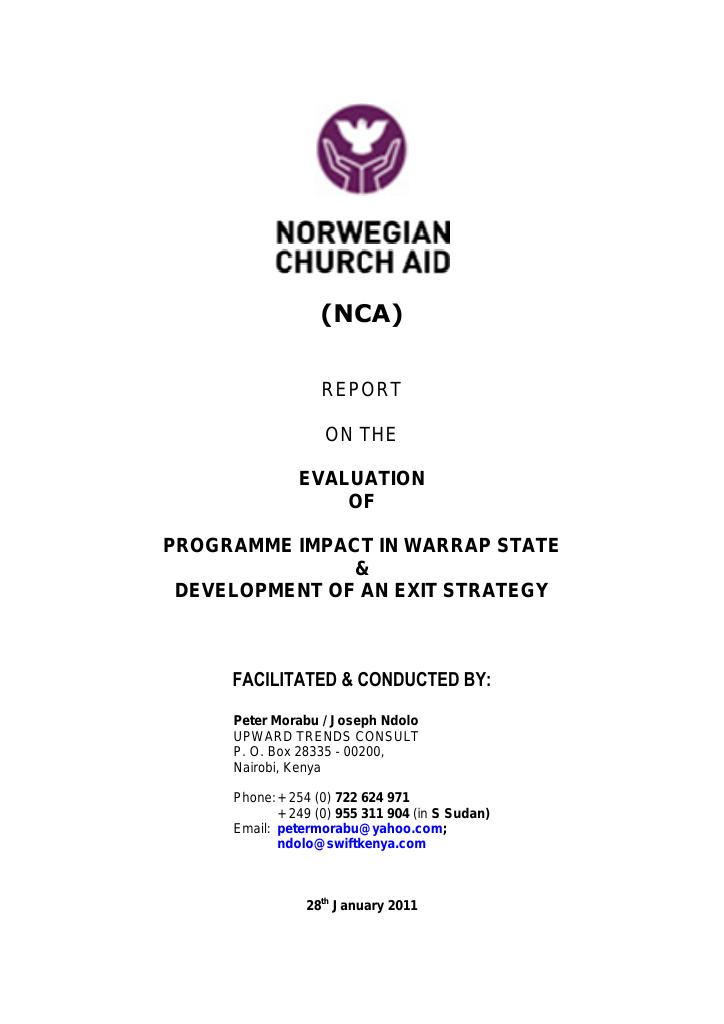Forsiden av dokumentet Evaluation of programme impact in Warrap State and development of an exit strategy