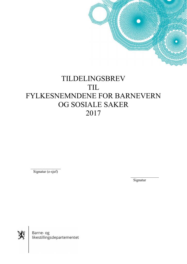 Forsiden av dokumentet Tildelingsbrev 2017