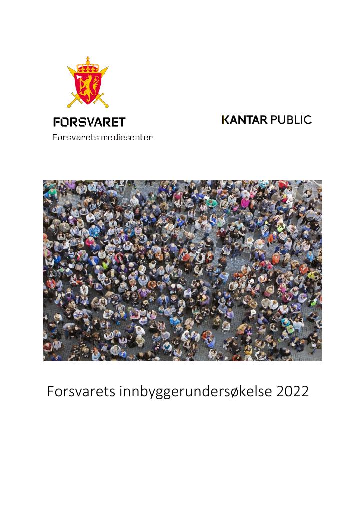 Forsiden av dokumentet Forsvarets innbyggerundersøkelse 2022