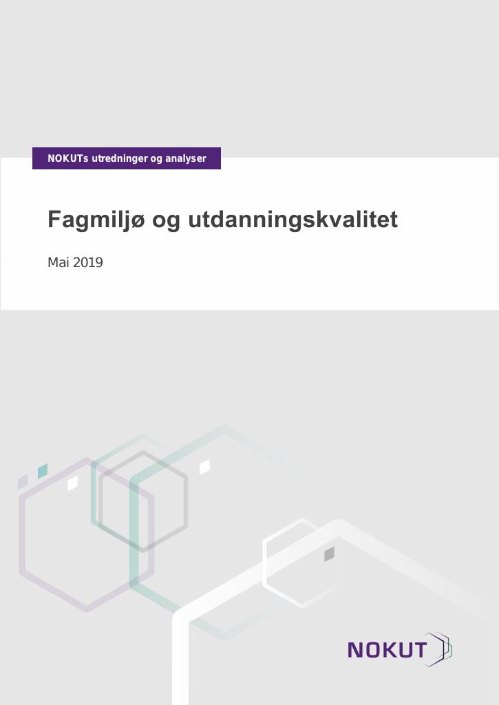 Forsiden av dokumentet Fagmiljø og utdanningskvalitet