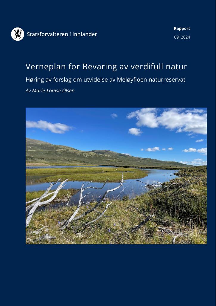 Forsiden av dokumentet Verneplan for Bevaring av verdifull natur : Høring av forslag om utvidelse av Meløyfloen naturreservat