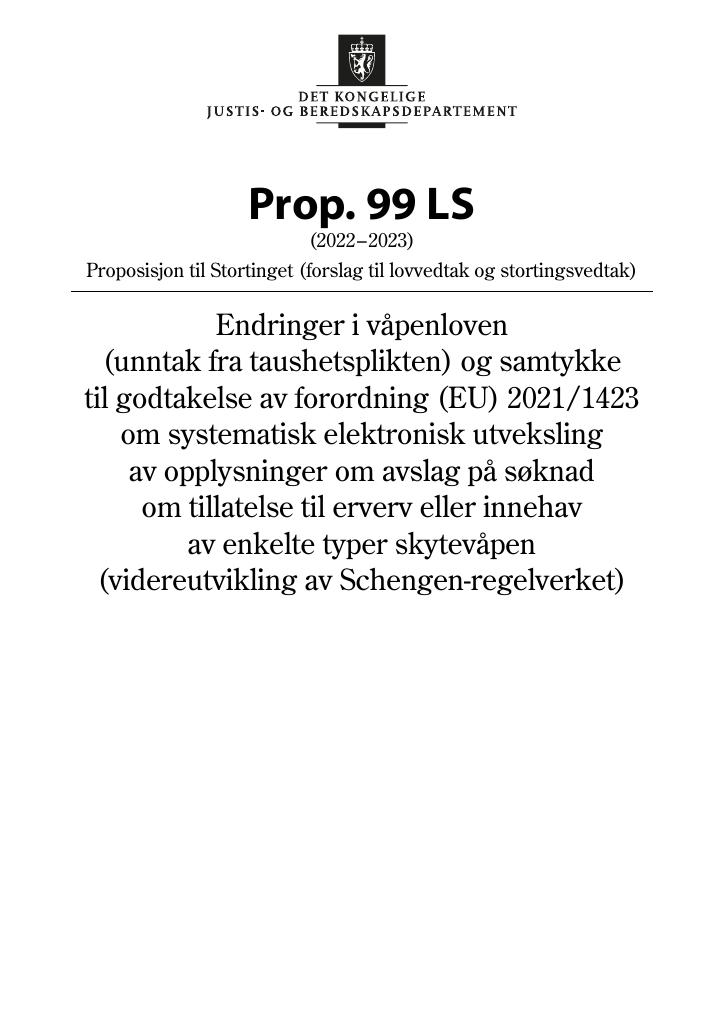Forsiden av dokumentet Prop. 99 LS (2022–2023)